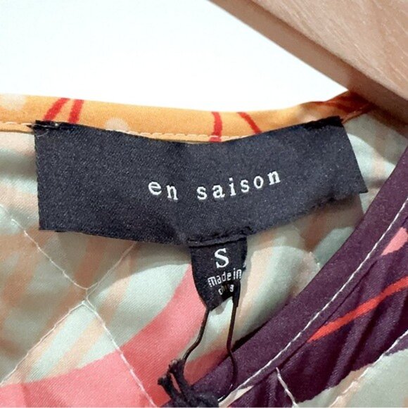 NWT En Saison Floral Quilted Puff Sleeve Baby Doll Mini Dress Size - Picture 8 of 8